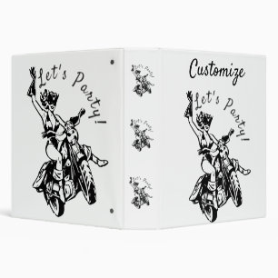 Black Cat Biker Babe Thunder_Cove 3 Ring Binder