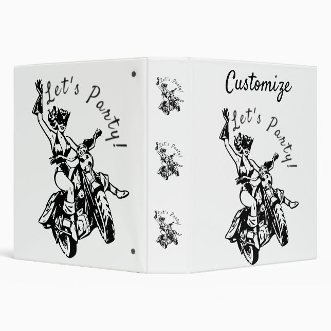 Black Cat Biker Babe Thunder_Cove  3 Ring Binder (Background)