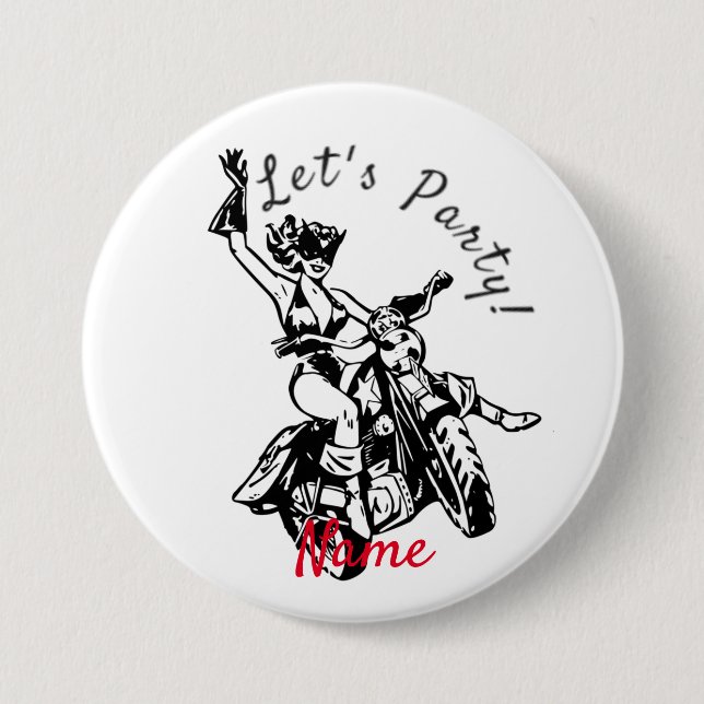 Black Cat Biker Babe Thunder_Cove Button (Front)