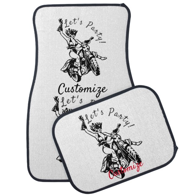 Black Cat Biker Babe Thunder_Cove Car Floor Mat (Set)