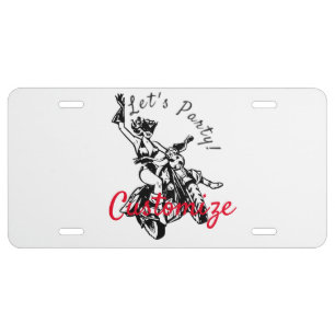 Black Cat Biker Babe Thunder_Cove License Plate
