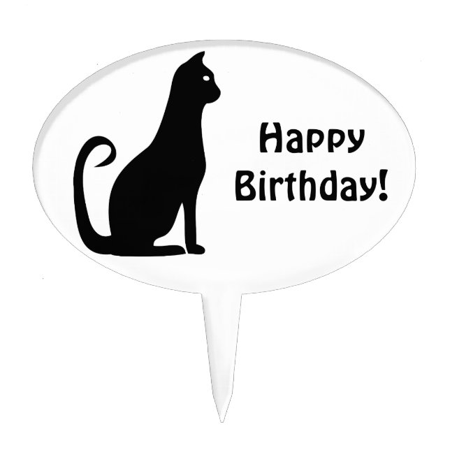 Black Cat Birthday Cake Topper (Front)