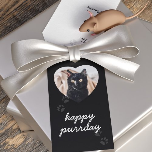 Black Cat Birthday Pet Photo Gift Tag