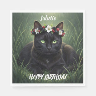 Black Cat / Blackberry Blossom Crown Personalized Napkins