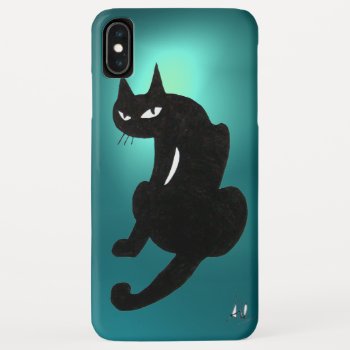 Black Cat Blue Iphone Xs Max Case by AiLartworks at Zazzle