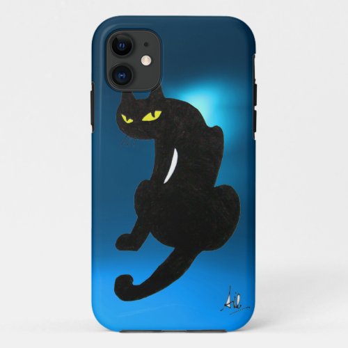 BLACK CAT blue iPhone 11 Case