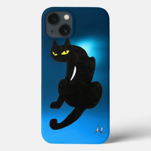 BLACK CAT blue iPhone 13 Case