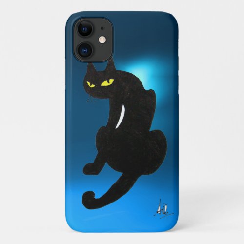 BLACK CAT blue iPhone 11 Case