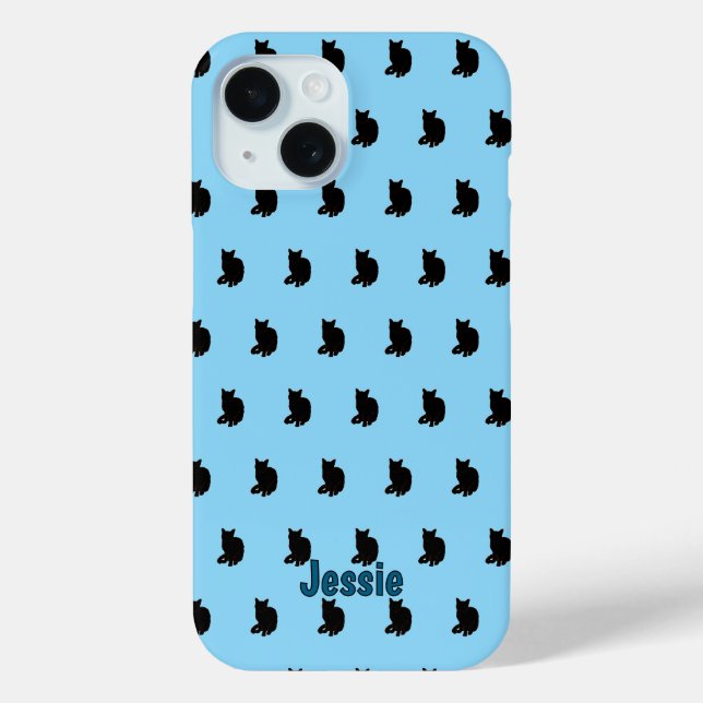 Black Cat (Blue) Case-Mate iPhone Case (Back)