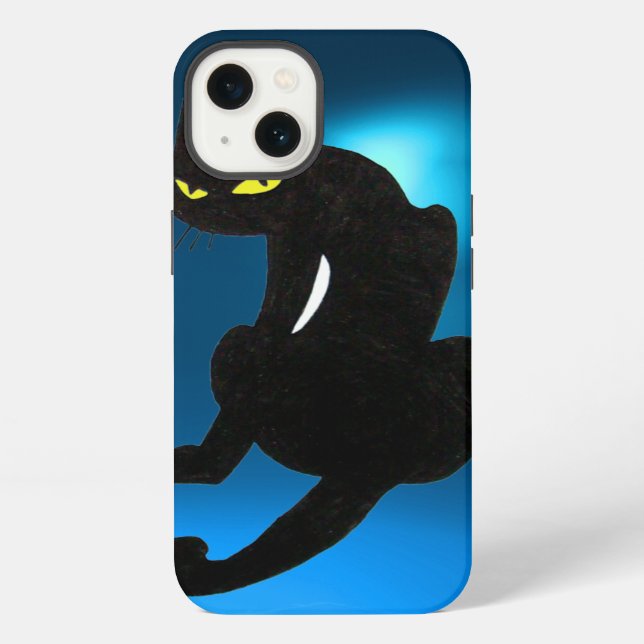 BLACK CAT blue Iphone Case (Back)