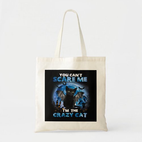 Black cat Blue Moon Halloween Im The Crazy Cat Kit Tote Bag