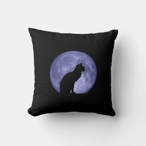 Black Cat Blue Moon Mojo Pillow