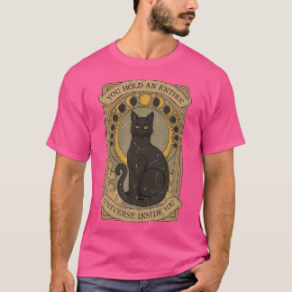 Black Cat Boho Tarot Card Crescent Moon Phases Ast T-Shirt