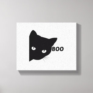 Black cat boo Halloween gift cats Canvas Print