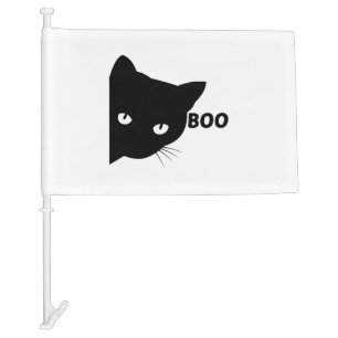 Black cat boo Halloween gift cats Car Flag