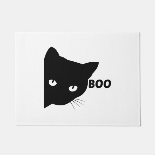 Black cat boo Halloween gift cats Doormat