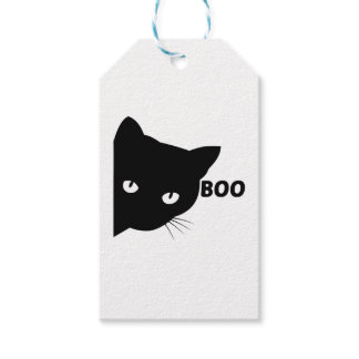 Black cat boo Halloween gift cats Gift Tags