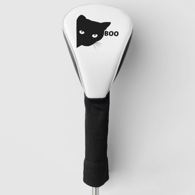 Black cat boo Halloween gift cats Golf Head Cover (Front)