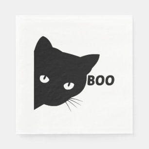 Black cat boo Halloween gift cats Napkins