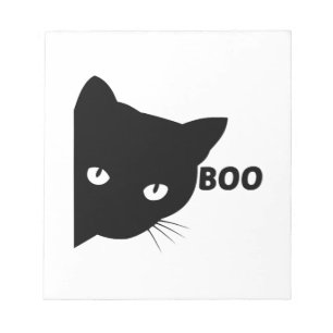 Black cat boo Halloween gift cats Notepad