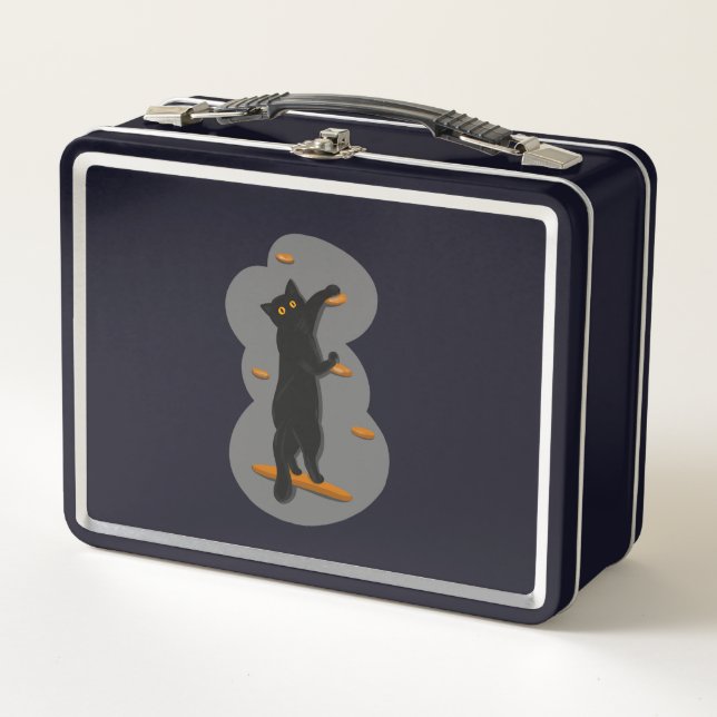 Black cat bouldering Metal Lunchbox (Front)