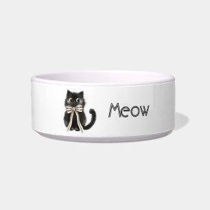 Black Cat Bow Meow Bowl