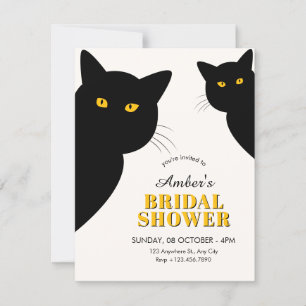 Black cat bridal shower invitation