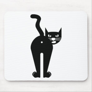 Black Cat butt hole Mouse Pad