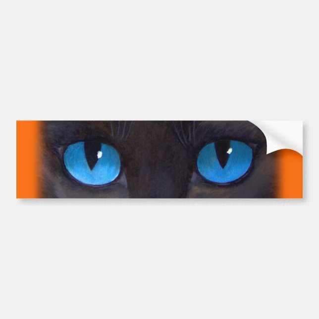 Black Cat Butterfly Painting Art - Multi Bumper Sticker (Front)