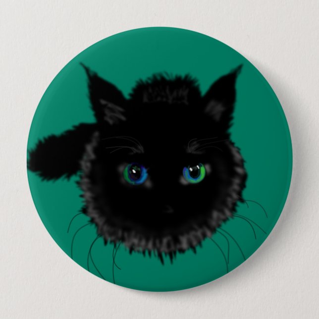 Black Cat Button - Custom Colors (Front)