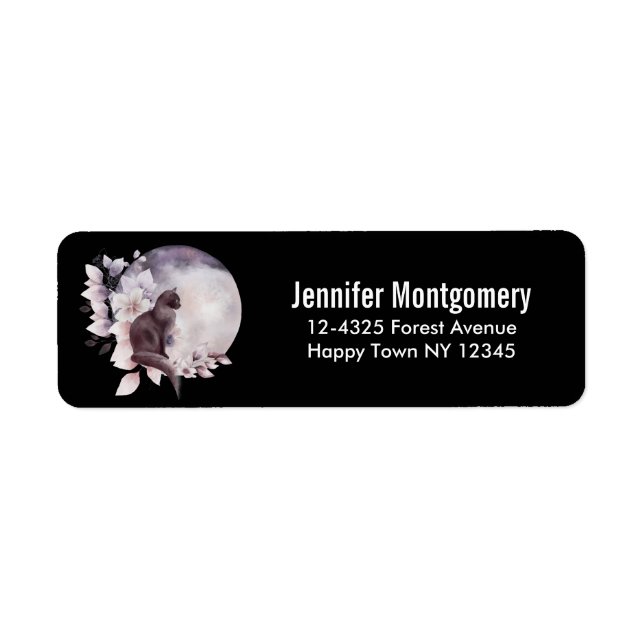 Black Cat by a Magical Full Moon Label (Front)