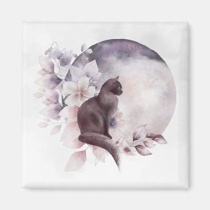 Black Cat by a Magical Full Moon Magnet