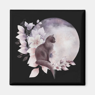 Black Cat by a Magical Full Moon Magnet