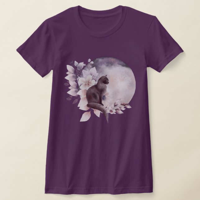 Black Cat by a Magical Full Moon T-Shirt (Laydown)