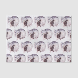 Black Cat by a Magical Full Moon Tissue Paper