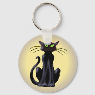 BLACK CAT by SHARON SHARPE Keychain