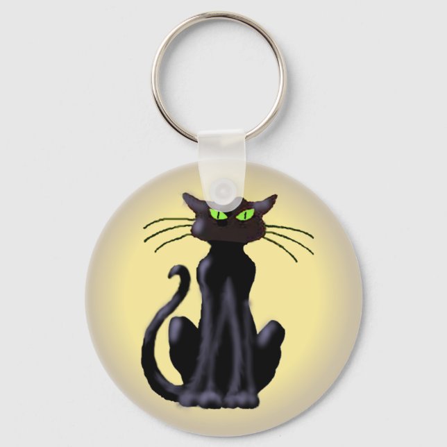 BLACK CAT by SHARON SHARPE Keychain (Front)