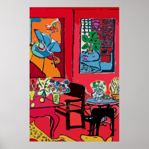 Black Cat by Table Poster