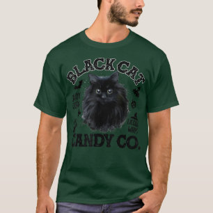 Black Cat Candy Corn Candy Co Funny Halloween T-Shirt