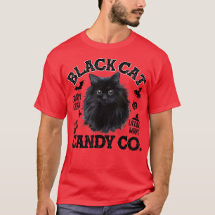 Black Cat Candy Corn Candy Co Funny Halloween T-Shirt