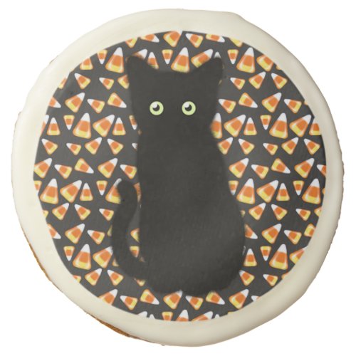 Black cat Candy corn pattern Halloween fun  Sugar Cookie