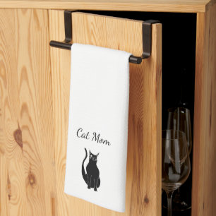 Black Cat Cartoon Best Pet Mom Kitchen Towel