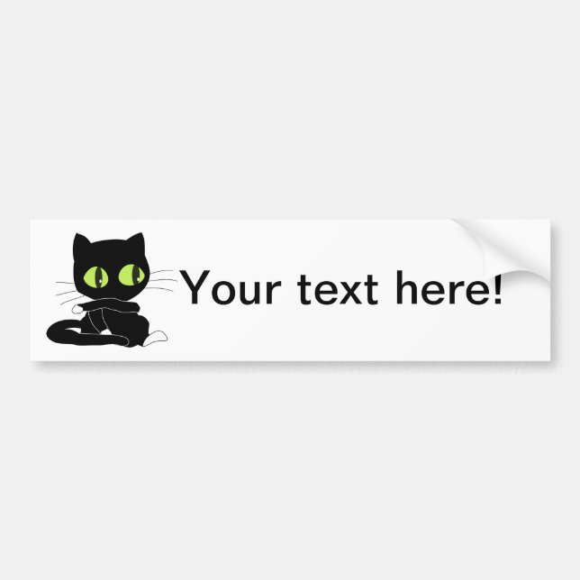 Black cat cartoon bumper sticker (Front)