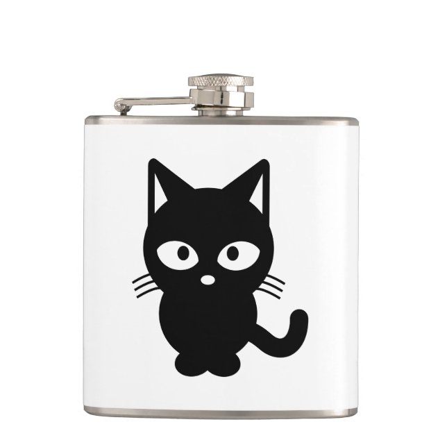 Black cat cartoon flask (Front)
