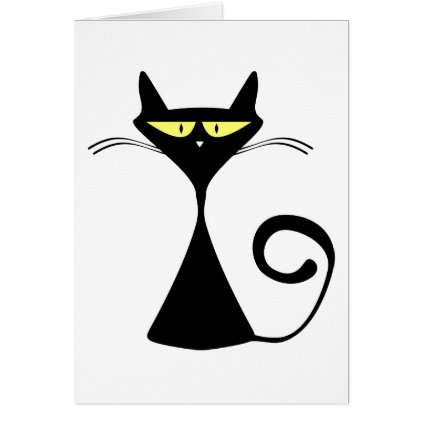 Black Cat Cartoon Silhouette Card
