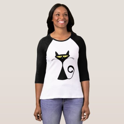 Black Cat Cartoon Silhouette T-Shirt