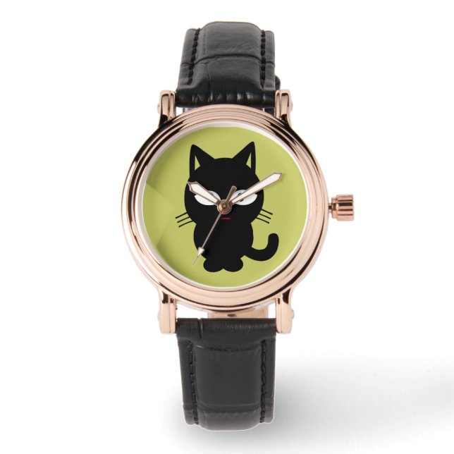 BLACK CAT CARTOON WRIST WATCH (Front)