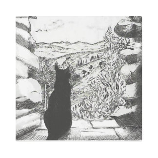 Black Cat Castle Window Wall Art | Mediterranean C