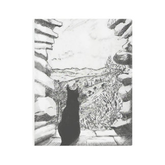 Black Cat Castle Window Wall Art | Mediterranean C