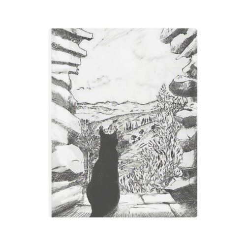 Black Cat Castle Window Wall Art | Mediterranean C